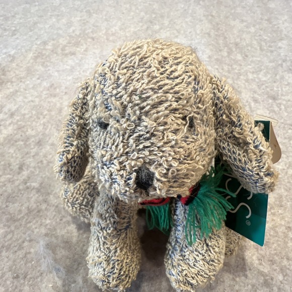 VTG 1997 Russ Berrie Home Buddies Terry Cloth Bean Bag Dog Stripe Scarf Plush - Picture 13 of 14